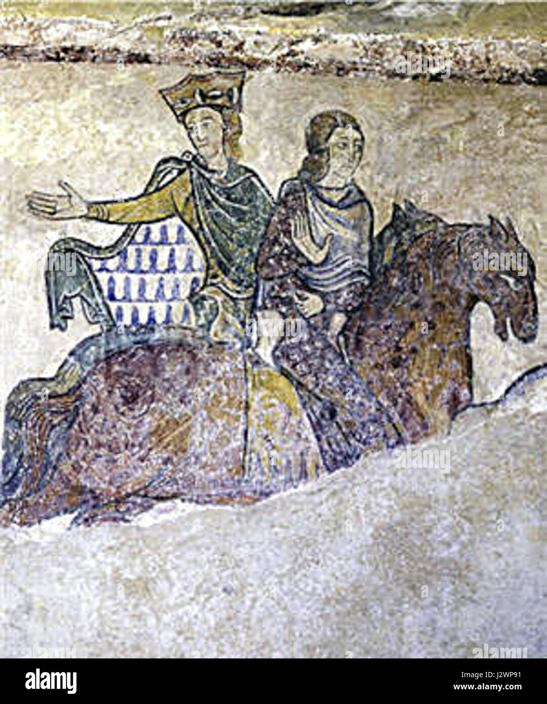 Alienor d'Aquitaine e Jean Sans Terre erano figure storiche dell'Europa medievale. Alienor fu regina di Francia e poi regina d'Inghilterra, mentre Jean Sans Terre fu re d'Inghilterra nel XII secolo. Foto Stock