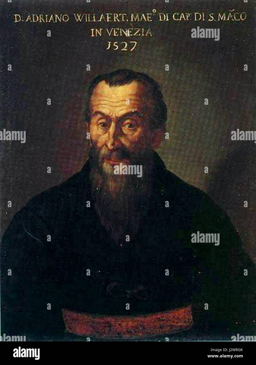 Adrian Willaert fu un importante compositore fiammingo e teorico musicale del Rinascimento. È noto per i suoi contributi alla prima musica corale e per la sua leadership alla Scuola veneziana di musica durante il XVI secolo. Foto Stock