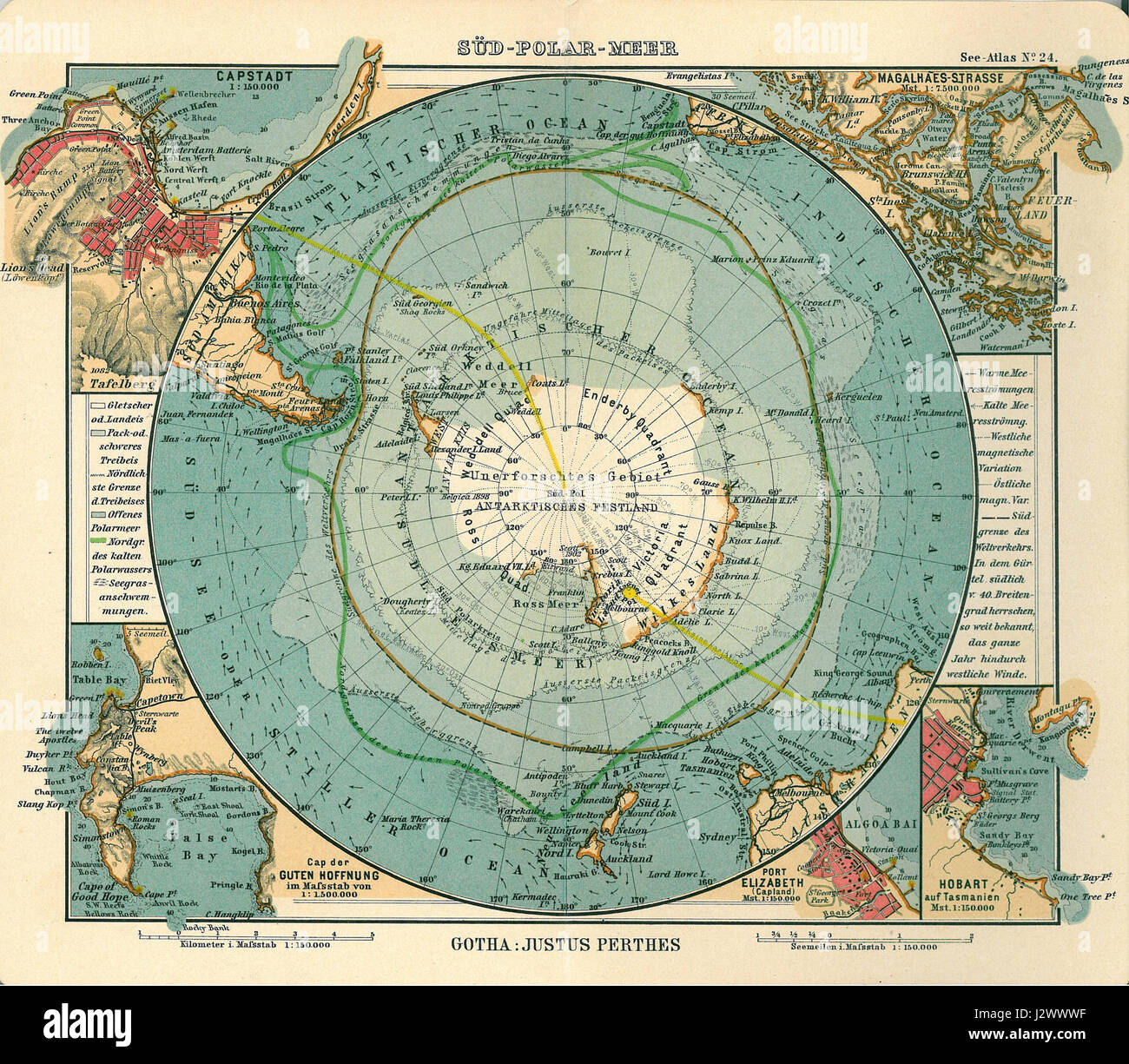 Mappa di Antartide Foto Stock