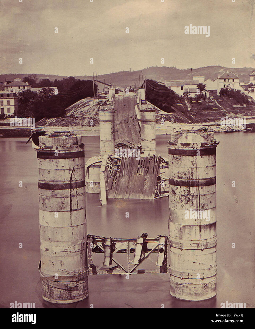 Braun, Adolphe (1811-1877) - Parigi, 1871 - Pont des chemins de fer, Argenteuil Foto Stock