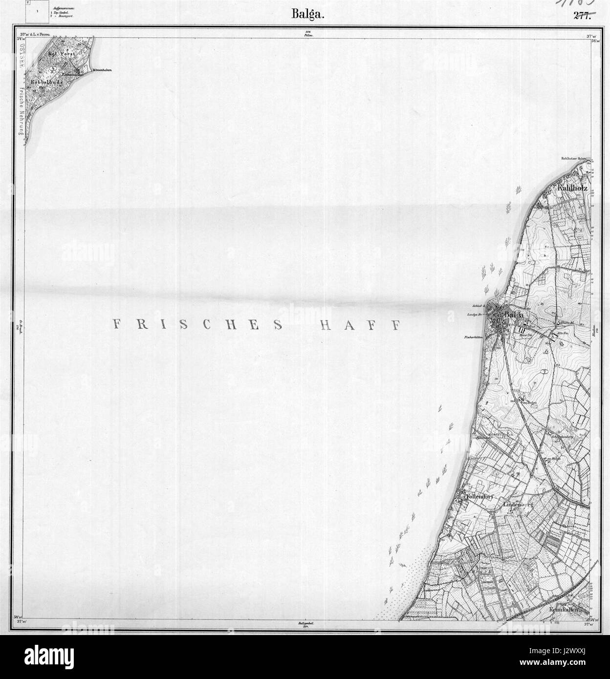 La "Balga Messtischblatt Nr 1485" è una mappa topografica del 1908, che descrive in dettaglio la geografia dell'area di Balga nella Prussia orientale. Offre approfondimenti sulle caratteristiche paesaggistiche storiche e sulla topografia di regionÂ all'inizio del XX secolo. Foto Stock
