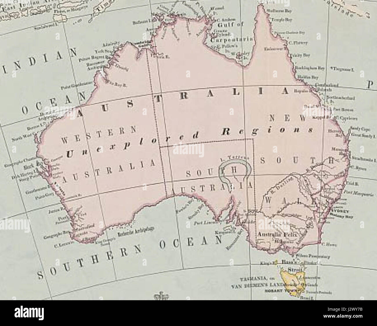 Australia mappa 1863 Foto Stock