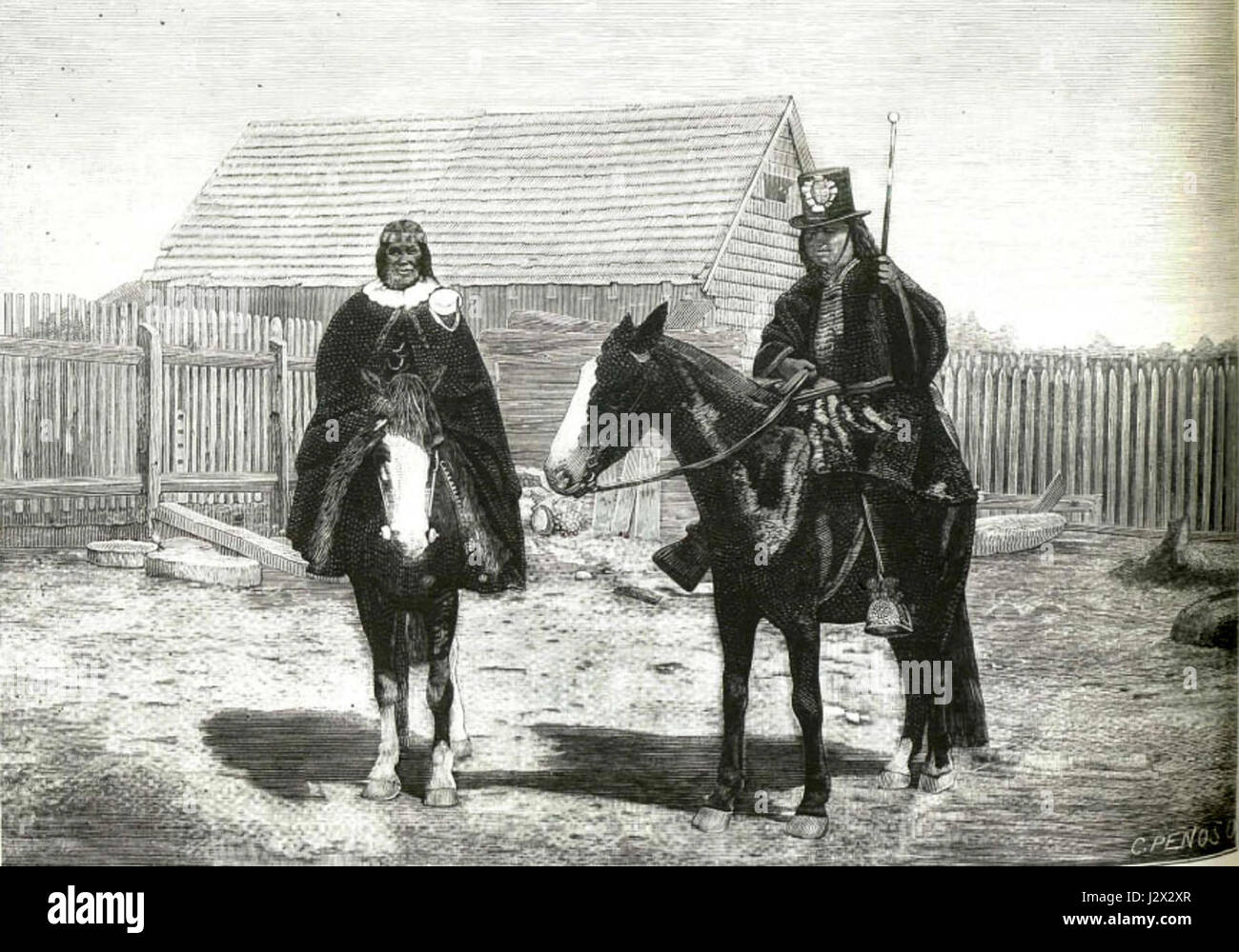 Cacique Catrileo fu un importante leader del popolo Mapuche in Cile durante il XIX secolo. Ha svolto un ruolo cruciale nella resistenza contro il governo cileno e ha combattuto per proteggere le terre e i diritti indigeni. Foto Stock