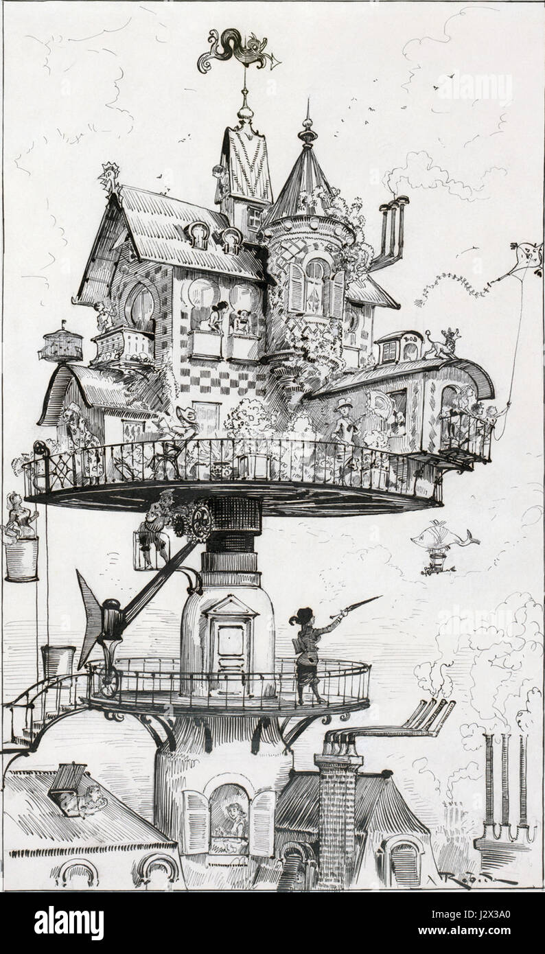 Questa vista aerea cattura una casa circondata dal suo paesaggio. Offre un'ampia prospettiva della proprietà, mostrando il design architettonico, il tetto e l'ambiente immediato dall'alto. Foto Stock