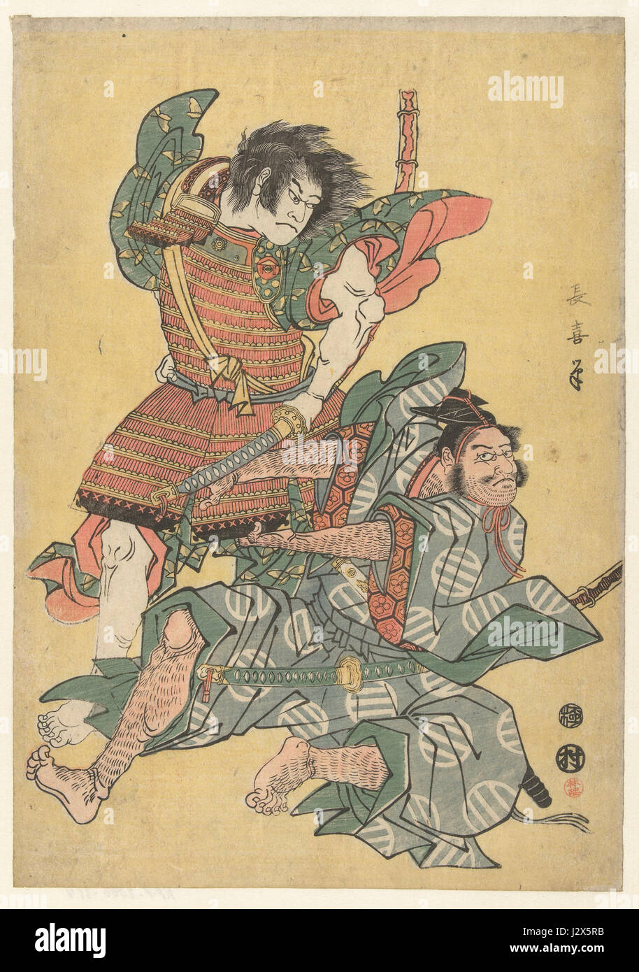 Non Asahina Saburo in gevecht met Soga no Goro-Rijksmuseum RP-P-2000-354 Foto Stock