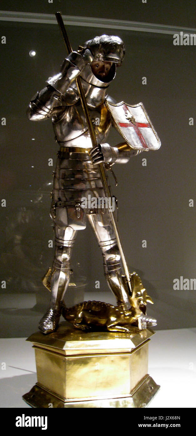 Questo si riferisce a un'immagine legata a San Giorgio (Sant Jordi) e alla Generalitat della Catalogna, che probabilmente raffigura una scena della cultura catalana, della storia o della celebrazione del giorno di San Giorgio. Foto Stock