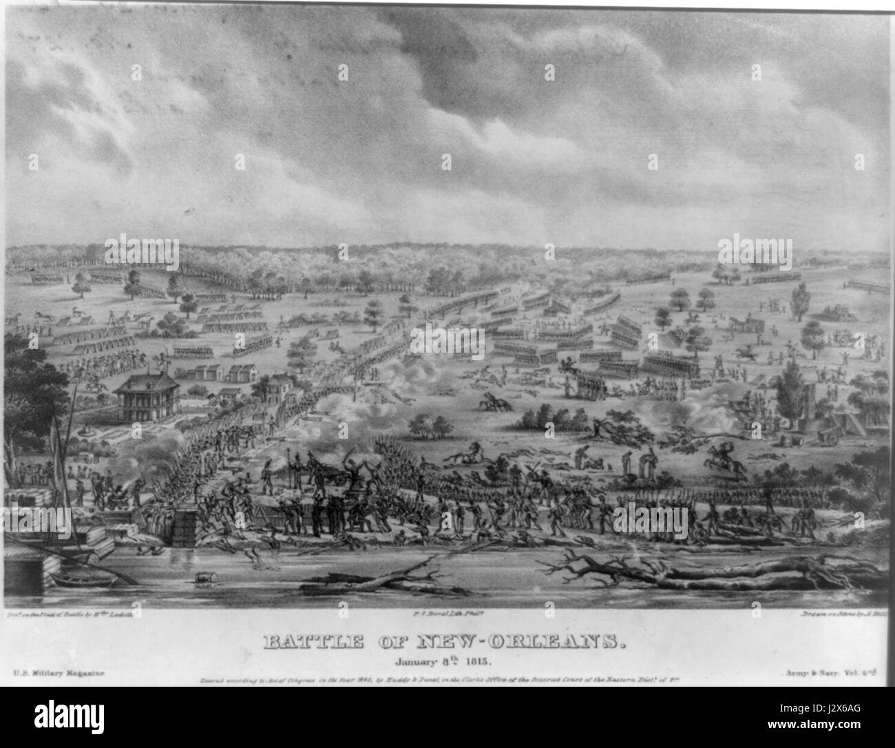 Battaglia di New Orleans Duval incisione Foto Stock