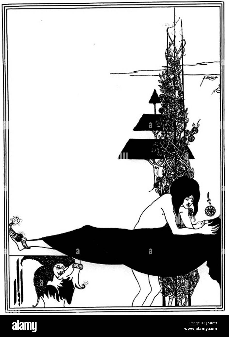 Aubrey Beardsley era un rinomato artista britannico noto per le sue audaci illustrazioni in bianco e nero. "The Platonic Lament" (1894) è una delle sue opere iconiche che mette in mostra il suo caratteristico stile Art Nouveau. Foto Stock