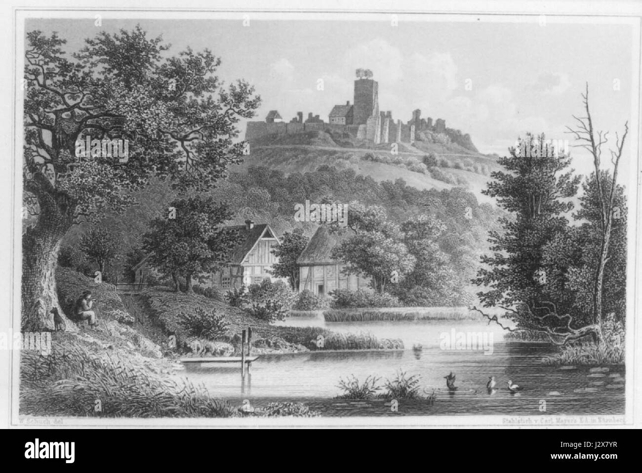 Burg Ravensberg è un castello storico situato in Germania, risalente al 1850. Rappresenta lo stile architettonico e il significato militare del periodo. Foto Stock