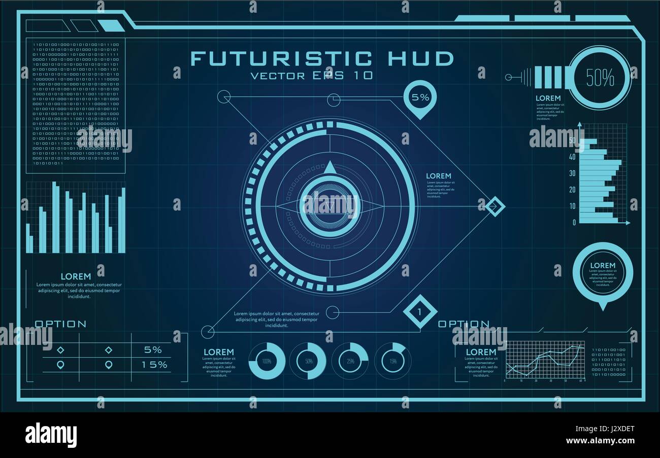 Infografico vettore modello di rapporto realizzato da linee e icone. Illustrazione Vettoriale