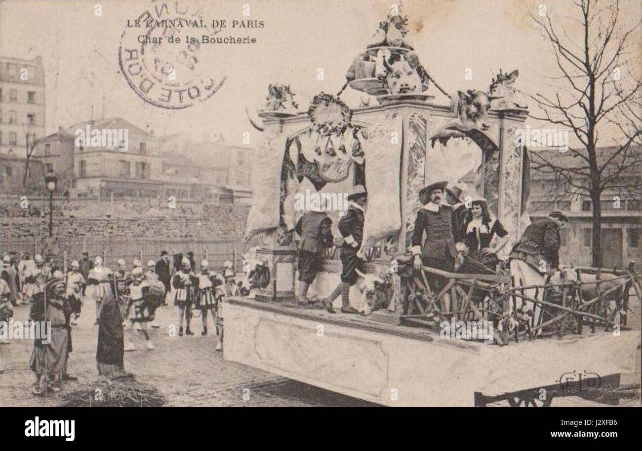 Il Char de la Boucherie era una carrozza storica della Francia medievale, tradizionalmente utilizzata per trasportare prigionieri condannati. Faceva parte delle esecuzioni pubbliche e dei costumi legali a Parigi. Foto Stock