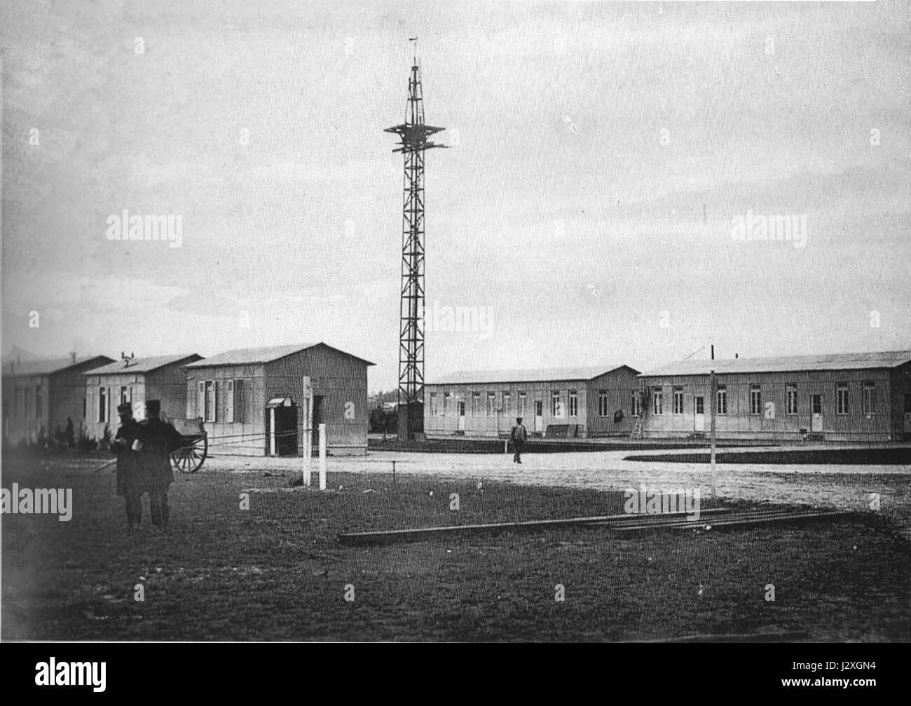 Base de Reims 1911 pylone et batiments Foto Stock