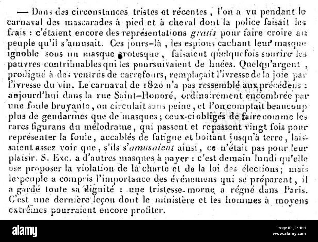 Carnaval de Paris 1820 vu par Le Constitutionnel Foto Stock