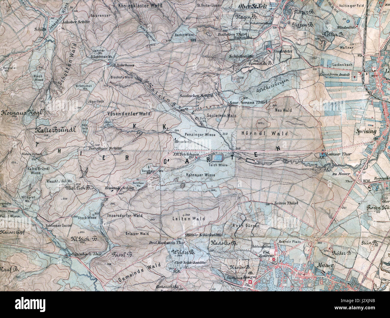 Aufnahmeblatt 4756-2-D 1872 Liesing, Hetzendorf LainzerTiergarten Foto Stock