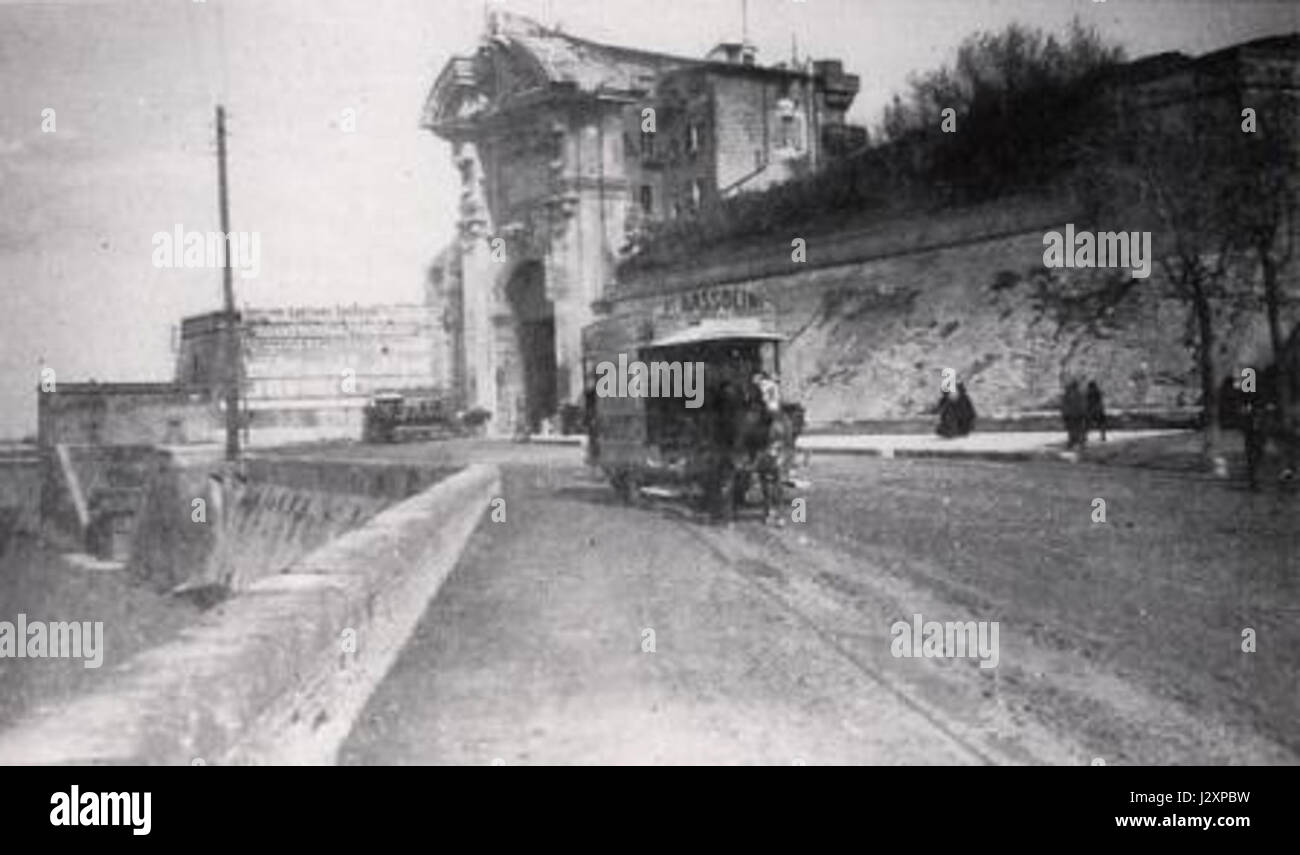 Ancona - tram a cavalli a Porta Pia Foto Stock
