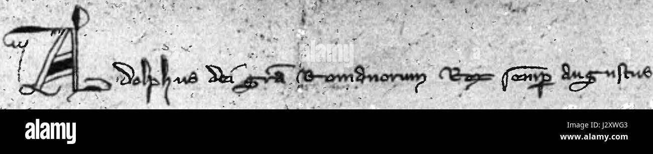 Beginn Urkunde Adolf von Nassau Foto Stock