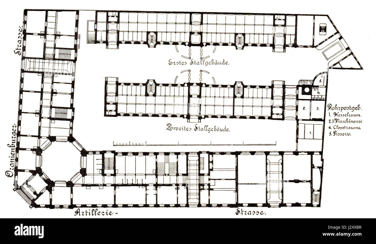 Planimetria del Postfuhramt di Berlino, che illustra la disposizione e il design dell'edificio. Foto Stock