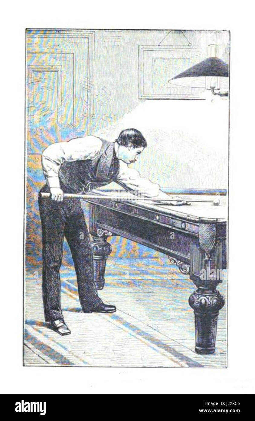 Biliardo player in posizione Foto Stock