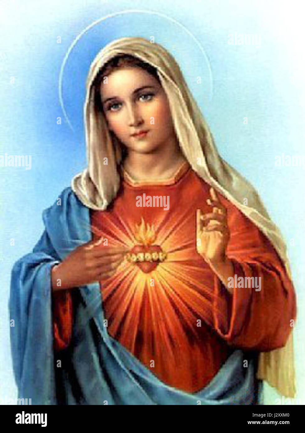 La Beata Vergine Maria è una figura centrale del cristianesimo, venerata come madre di Gesù Cristo e onorata per il suo ruolo nella storia religiosa, nella spiritualità e nella devozione attraverso le tradizioni cristiane. Foto Stock