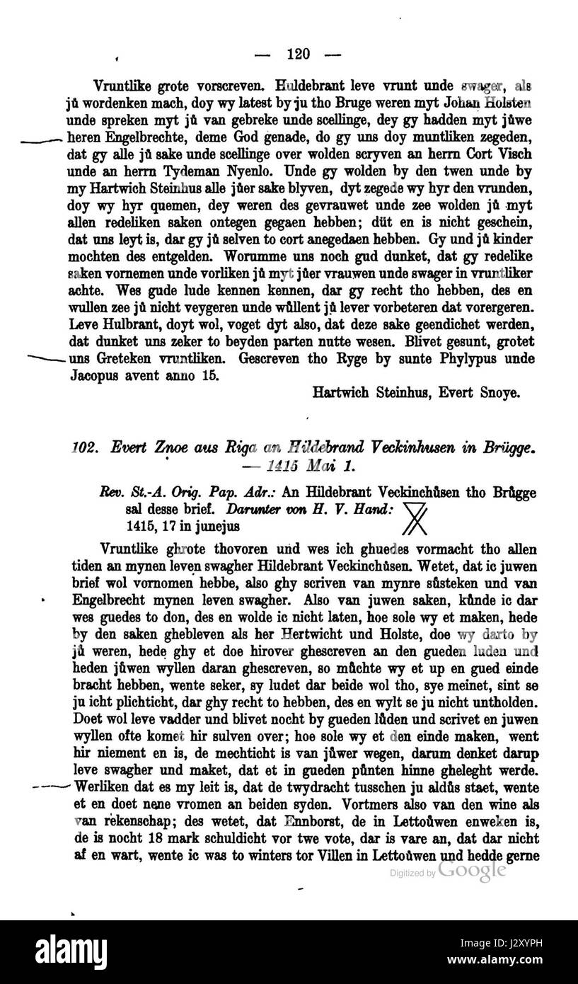 Briefwechsel Hildebrand Veckinchusen 120 Foto Stock