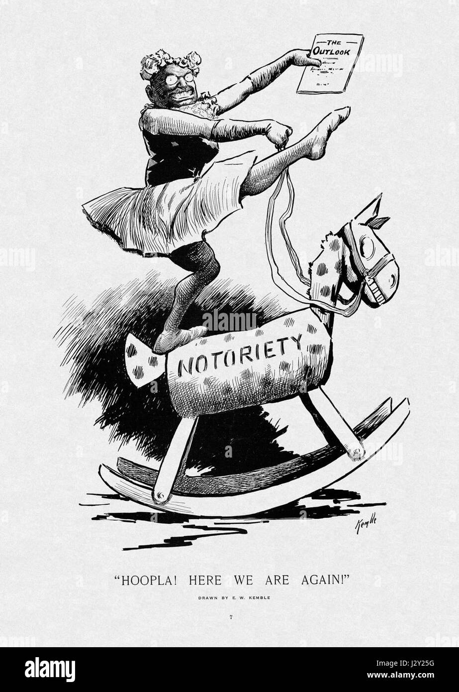 Questo cartone animato, pubblicato da HarpWeek, raffigura un commento politico o sociale relativo a Theodore Roosevelt. L'opera riflette le opinioni e gli atteggiamenti del tempo verso le politiche di Roosevelt, spesso satirizzando o criticando le sue azioni durante la sua presidenza. Foto Stock