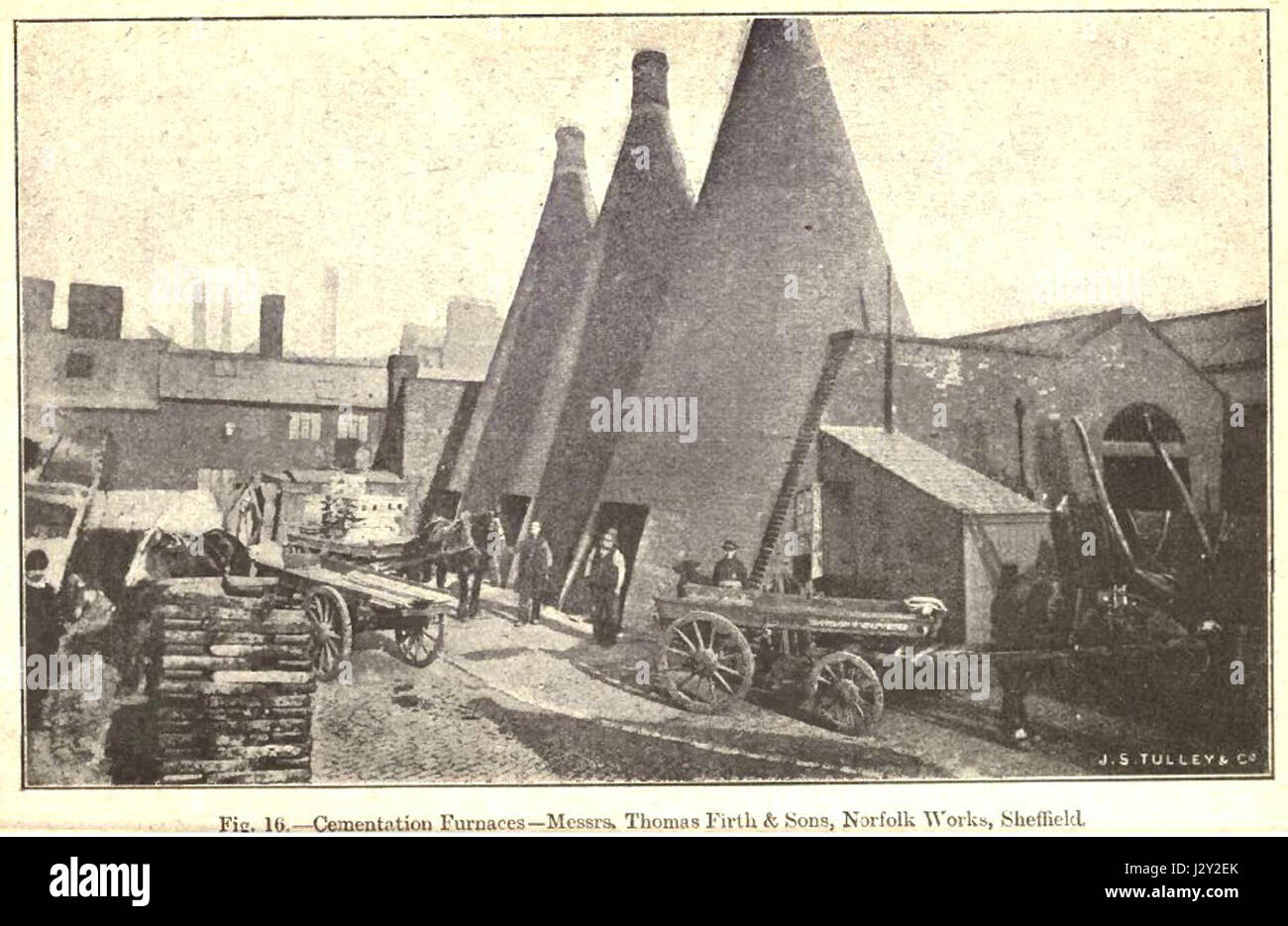 I forni di cementazione a Sheffield sono utilizzati nel processo industriale dei metalli per il trattamento termico. Erano essenziali per l'industria siderurgica di Sheffield, contribuendo allo sviluppo della città come centro di produzione dell'acciaio. Foto Stock