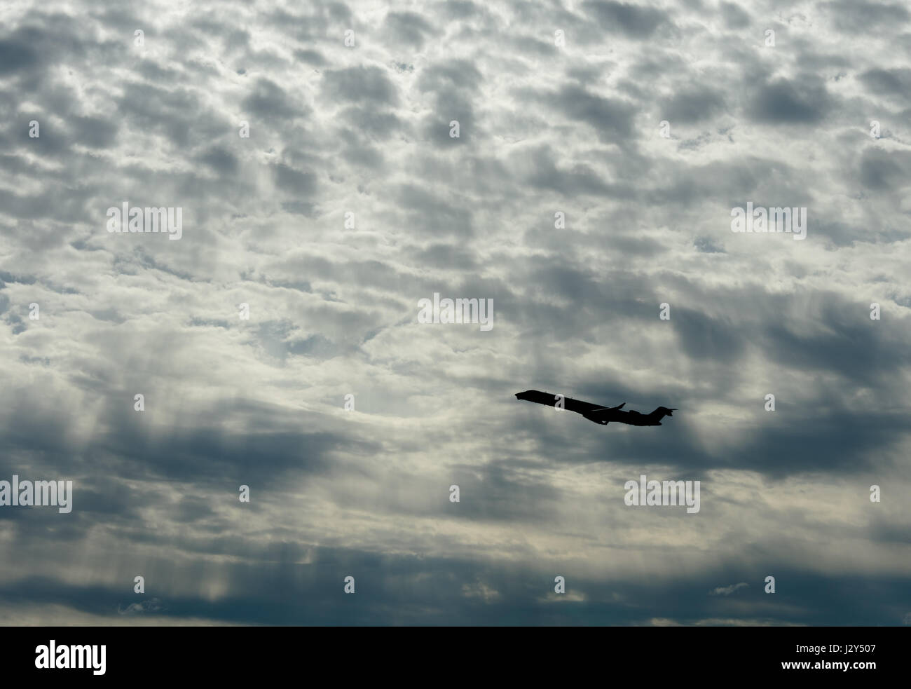 Silhouette aereo contro bianco modello di cloud computing Foto Stock