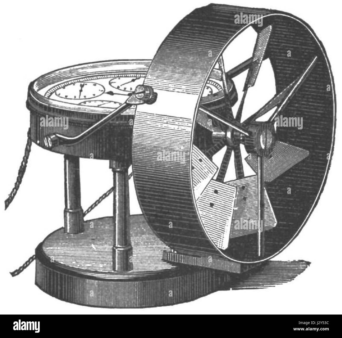 L'anemometro del 1900 è uno dei primi dispositivi utilizzati per misurare la velocità del vento. Si trattava di uno strumento essenziale per la meteorologia e l'aviazione, favorendo le previsioni meteorologiche e lo sviluppo del trasporto aereo. Foto Stock