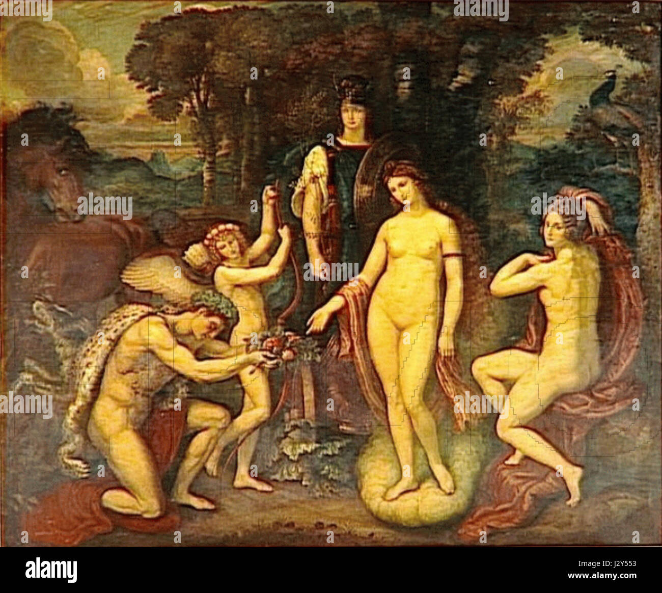 "Il giudizio di Parigi" di Armand Point (c. 1910) è un'opera d'arte che ritrae la storia mitologica di Parigi, la sua scelta tra tre dee e le conseguenze della sua decisione nella mitologia classica. Foto Stock