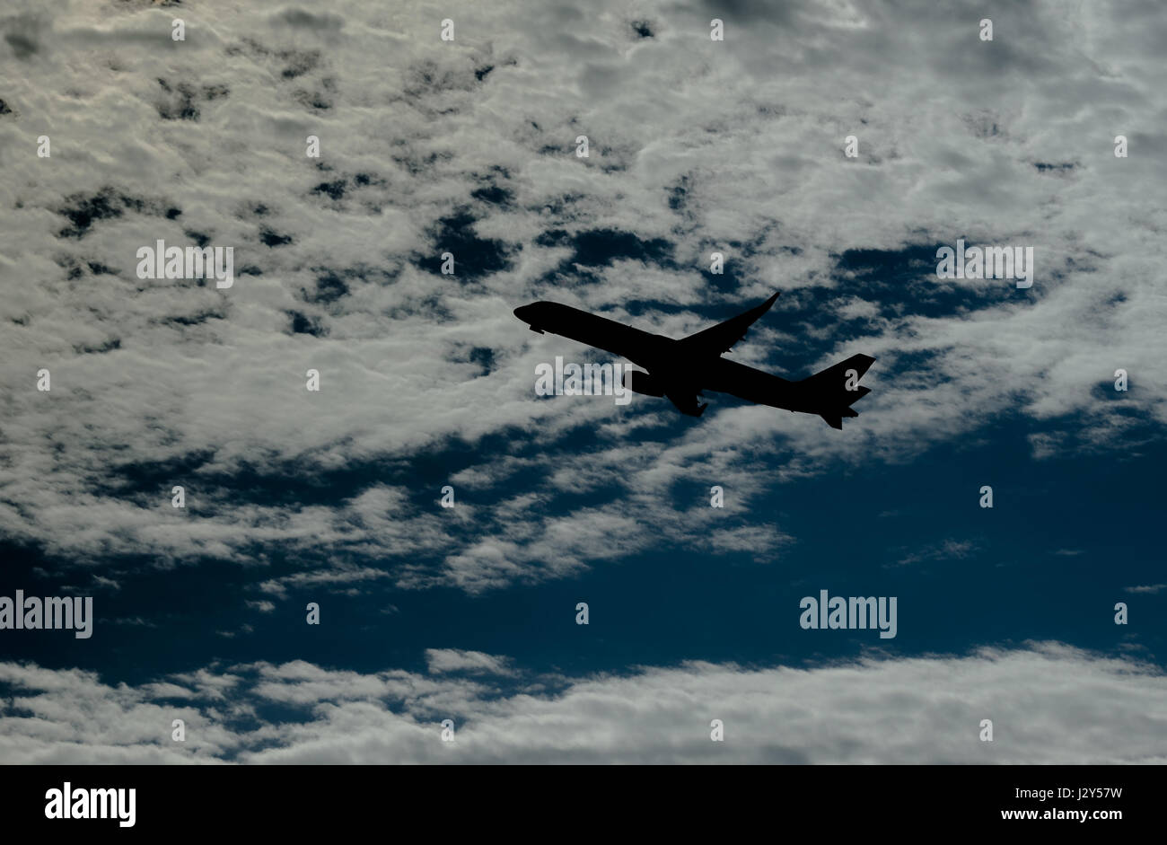 Silhouette aereo contro bianco modello di cloud computing Foto Stock