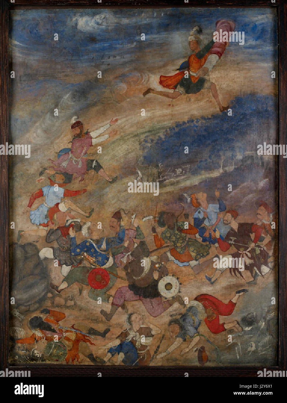 Scena di battaglia dal 1570 Hamzanama di Akbar Foto Stock