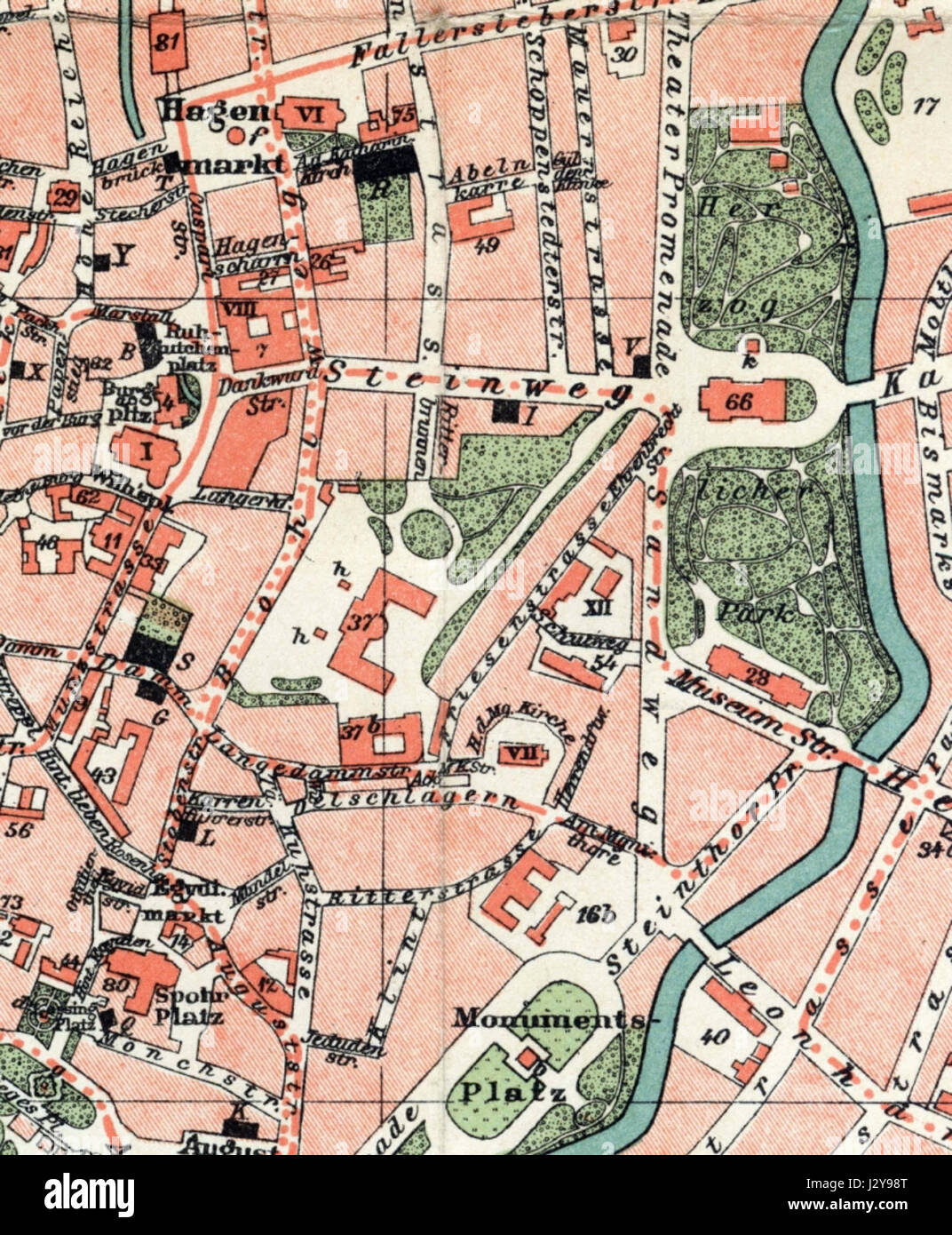 Questo si riferisce a una mappa storica di Braunschweig (Brunswick) relativa alla Rivoluzione di novembre in Germania, avvenuta nel 1918. La mappa evidenzia aree significative a Braunschweig durante questo periodo di sconvolgimenti politici, facendo luce sul ruolo del cityâ nella rivoluzione. Foto Stock