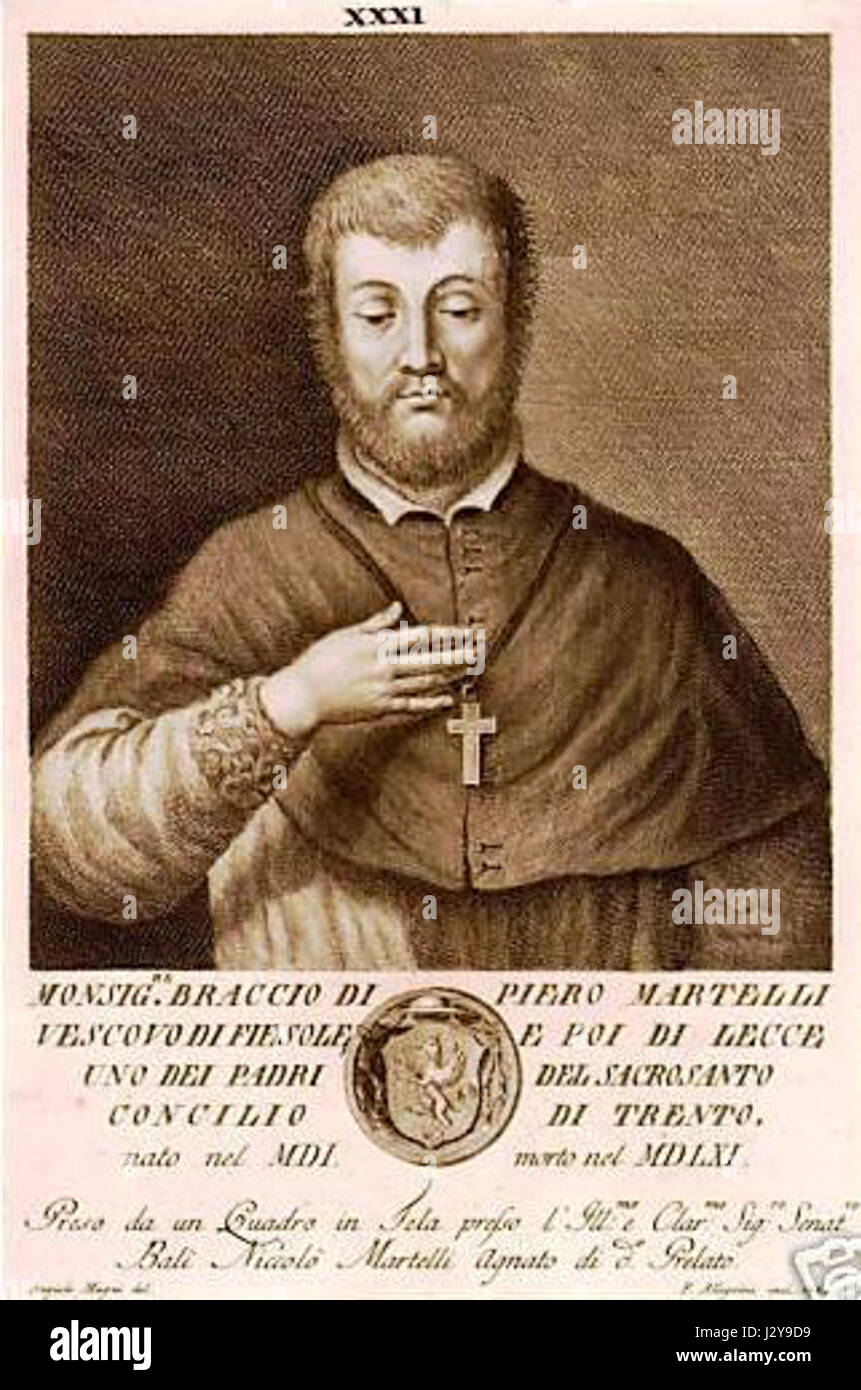 Braccio Martelli era un nobile e capo militare italiano, meglio conosciuto per il suo servizio durante il Rinascimento italiano. Il suo significato storico è legato alla sua partecipazione a varie campagne militari e al suo ruolo all'interno della nobile società italiana in quel periodo. Martelli è una figura chiave nella comprensione delle dinamiche di potere e delle strategie militari dell'Italia rinascimentale. Foto Stock