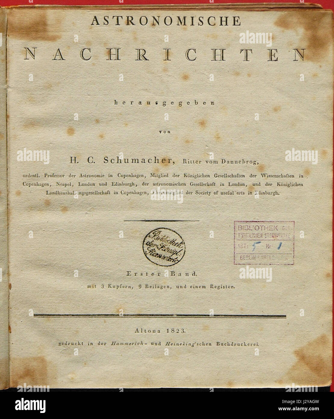 Le note astronomiche del 1823 forniscono informazioni chiave sulle osservazioni scientifiche e sugli eventi celesti documentati durante l'inizio del XIX secolo dagli astronomi dell'epoca. Foto Stock