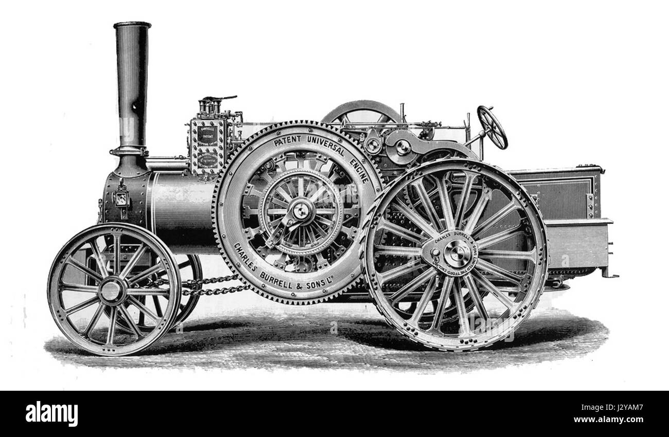 Il Burrell Universal Aroughing Engine, una macchina agricola progettata per arare grandi aree in modo efficiente, è stato prodotto da Burrell & Sons, contribuendo ai progressi della tecnologia agricola durante l'era industriale. Foto Stock