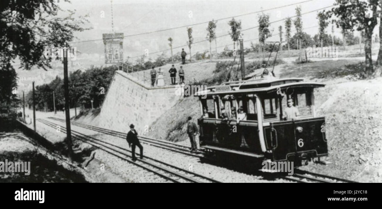 Fotografie storiche della Barmer Bergbahn, una funicolare a Wuppertal, Germania, scattate tra il 1894 e il 1898, che mostrano i primi lavori di ingegneria e trasporto. Foto Stock