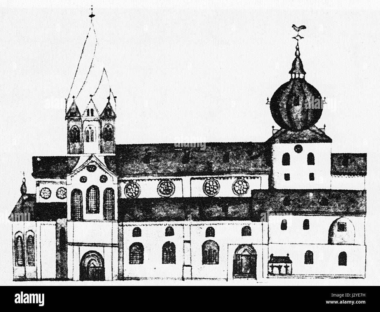 Abteikirche Werden, Bauzustand von 1800 Foto Stock