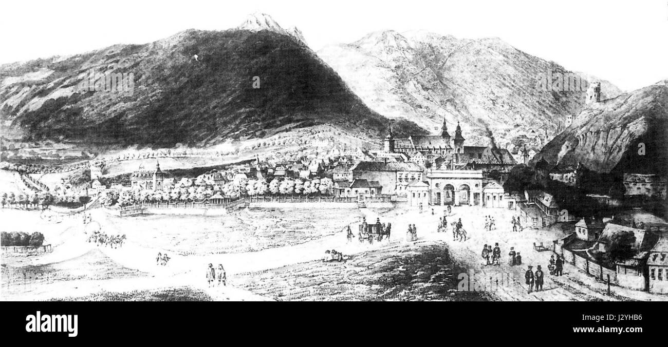 Fotografia di Brasov, una città situata in Romania, risalente al 1847. Foto Stock