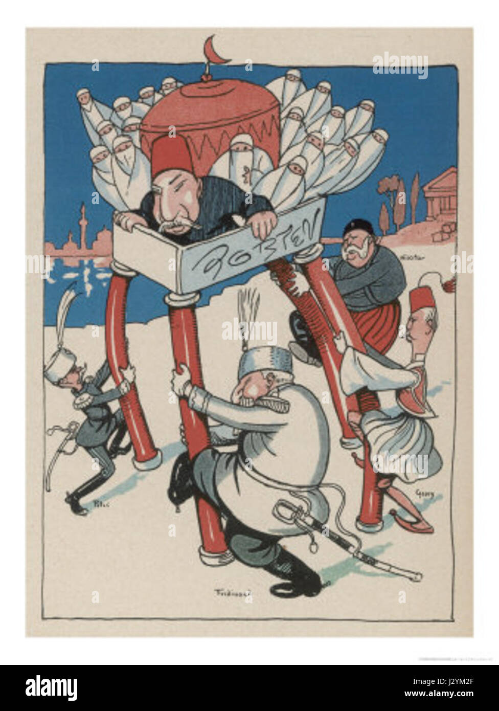 Alfred-SCHMIDT-cartoon-la-turchi-power-nel-l'Europa-è-scosso-da-his-BALKAN-vicini Foto Stock