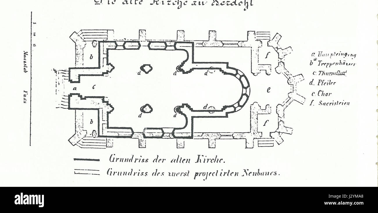 Alte Kilianskirche Werdohl Grundriss aus der Zeit vor 1847 Foto Stock