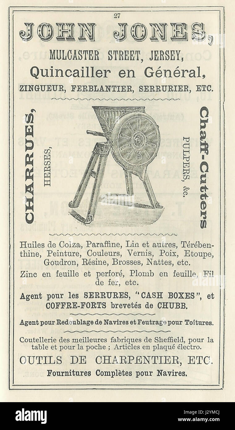 Almanach Chronique de Jersey 1892 Jones ironmonger Foto Stock