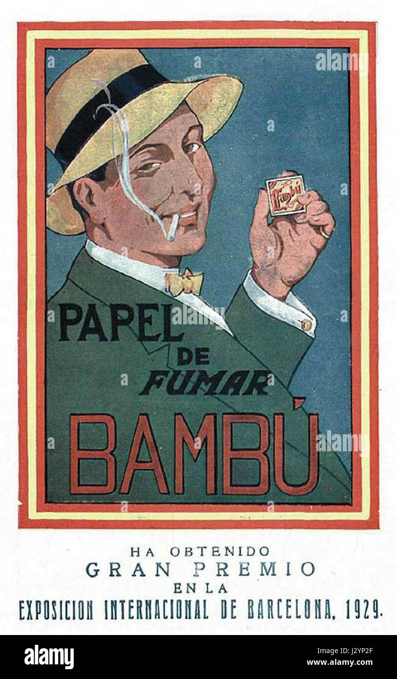 Il Bambu-papel-de-fumar si riferisce alla carta di bambù utilizzata nella produzione di prodotti affumicati. Questa carta è tipicamente utilizzata nella fabbricazione di sigarette o sigari, realizzati con fibre di bambù per uso specializzato. Foto Stock