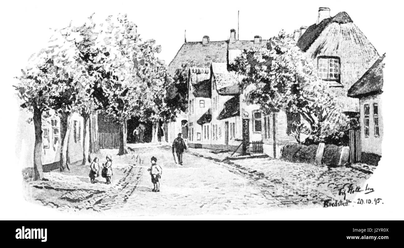 Bredstedt è una città dello Schleswig-Holstein, in Germania, conosciuta per i suoi siti storici, la cultura locale e la bellezza paesaggistica nella regione settentrionale del paese. Foto Stock
