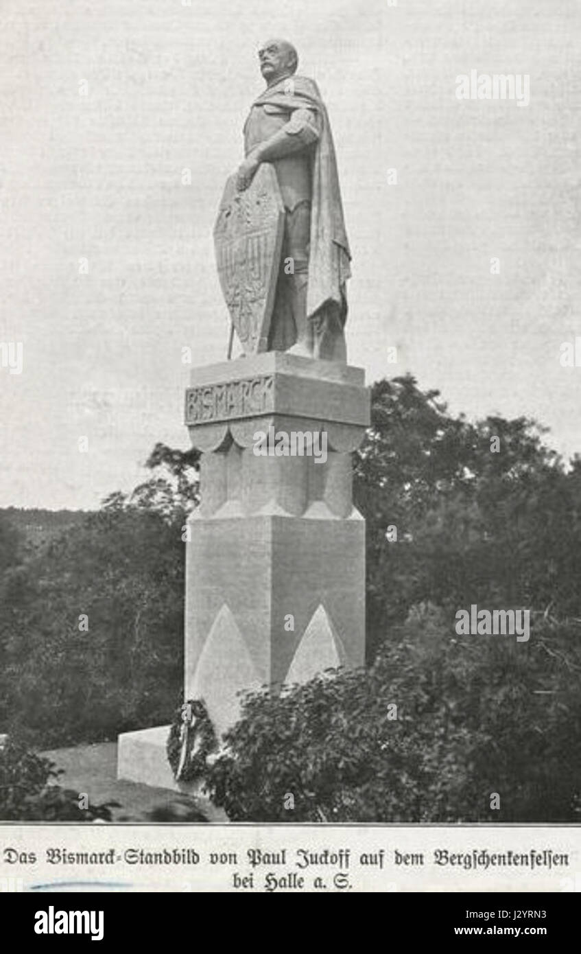 Bismarck-Standbild von Paolo Juckoff auf dem Bergschenkenfelsen bei Halle an der Saale Foto Stock