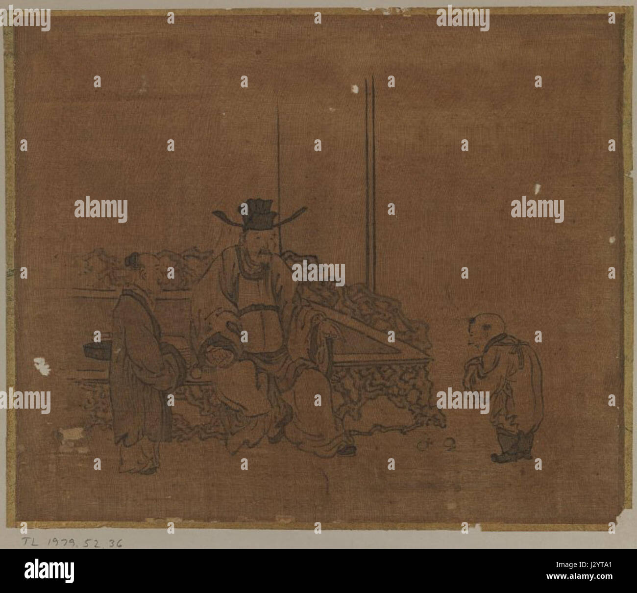 Il Brooklyn Museum - Album Leaf Dipinto ufficiale e due operatori - Sessen Foto Stock