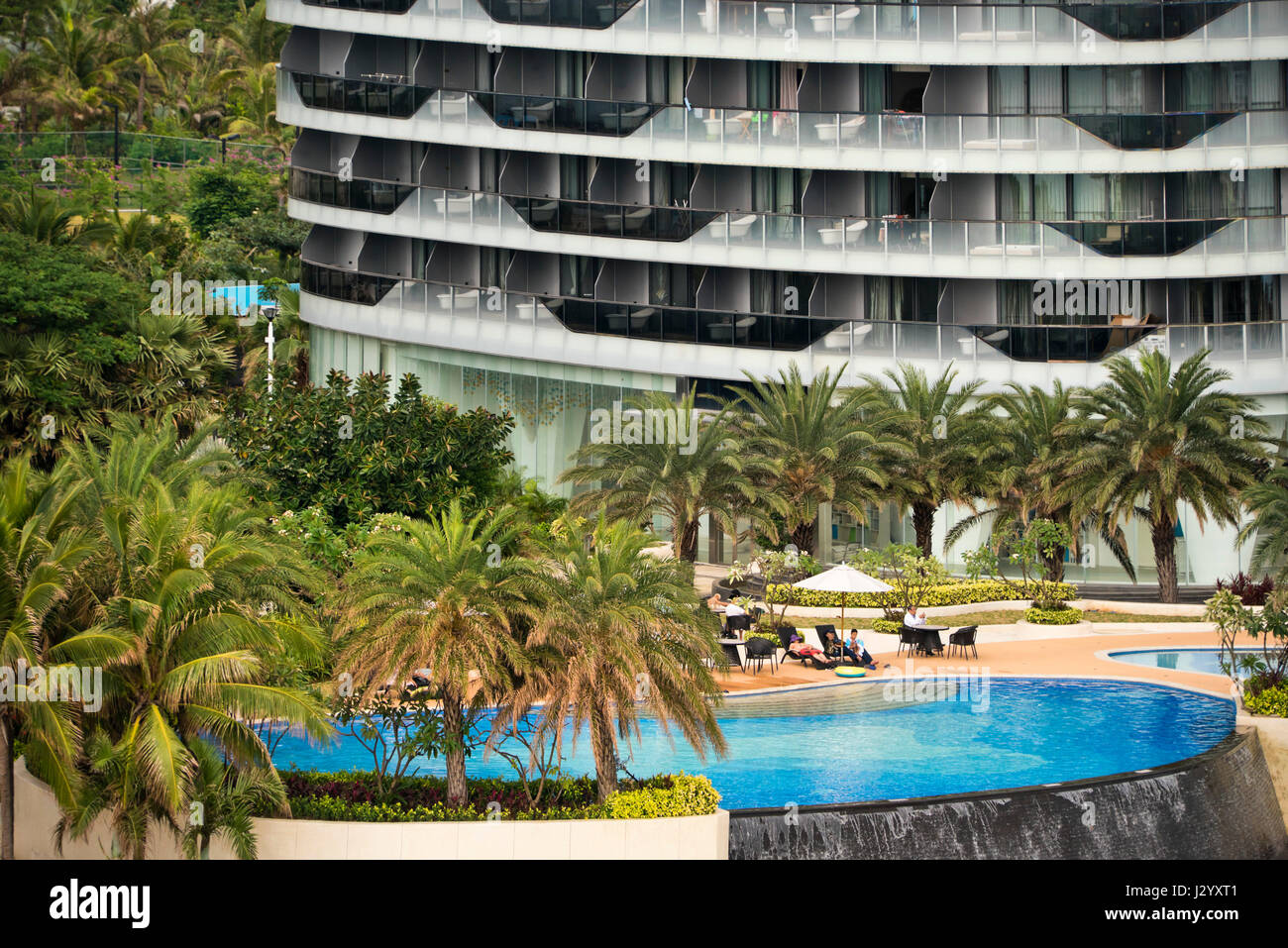 Vista orizzontale della Phoenix Island Resort in Sanya Hainan Island, Cina. Foto Stock