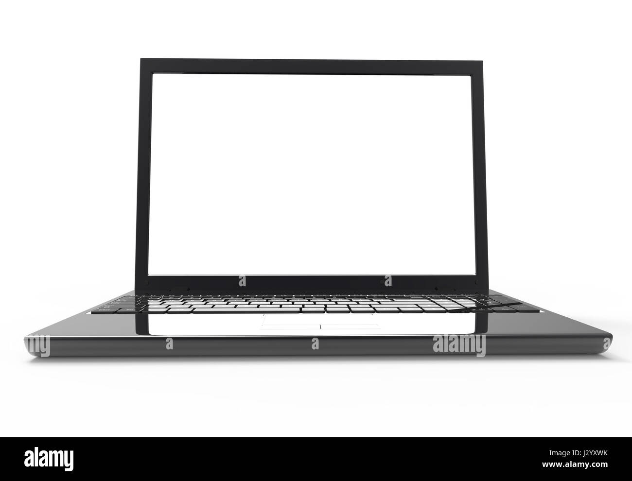 Computer portatile con schermo vuoto isolato su bianco Foto Stock