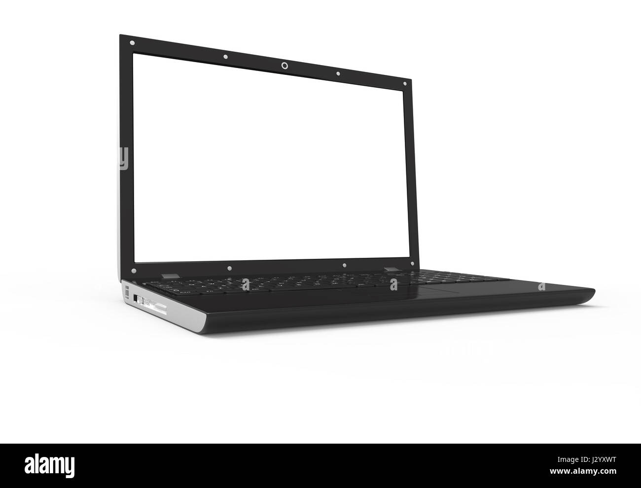 Computer portatile con schermo vuoto isolato su bianco Foto Stock