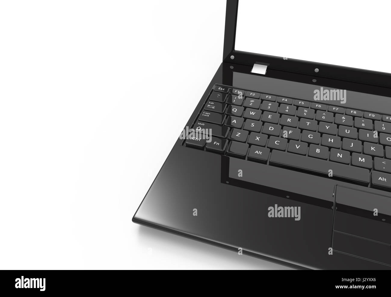 Computer portatile con schermo vuoto isolato su bianco Foto Stock