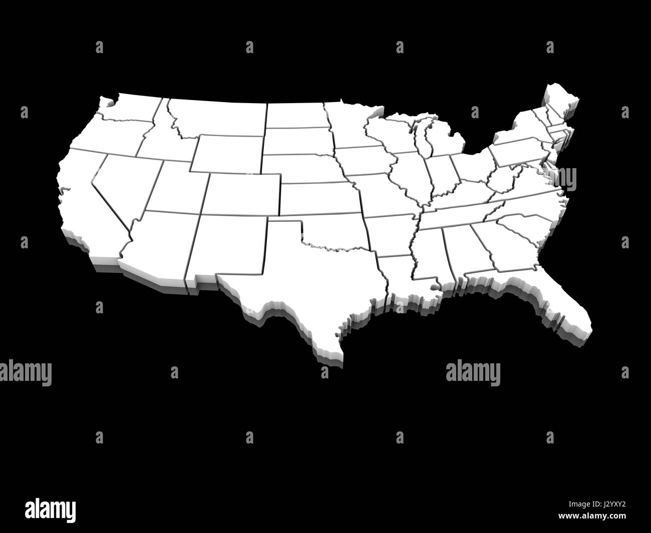 3D white mappa degli Stati Uniti d'America Foto Stock
